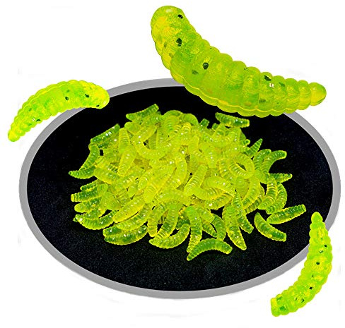 Senven Artificial lombriz, Silicona Suave biomimética Cebo lombriz Señuelos Pesca lombriz Simulación Gusanos Rojos plástico Ambiente Verde Fuerte tentación Cebo Falso - Verde 100Pcs