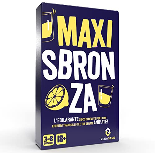ZENAGAME Maxi Sbronza, Il Gioco Alcolico con Carte per Bere Italiano - Drinking Game da Tavolo per Adulti, per Feste