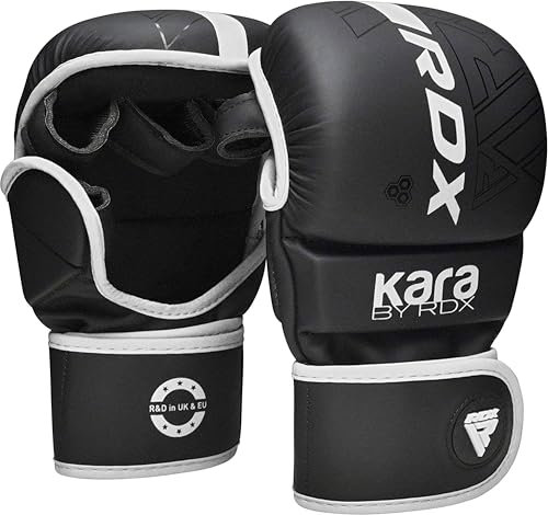 RDX MMA Handschuhe für Kampfsport Grappling Training, Maya Hide Leder Kara Sparring Handschuhe, Punchinghandschuhe für Muay Thai, Kickboxen, Freefight, Boxsack Gloves (MEHRWEG)