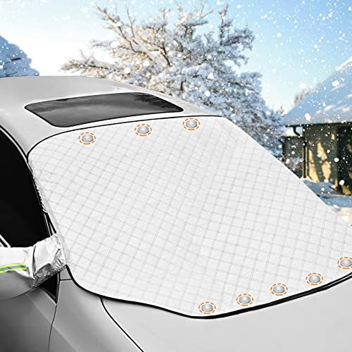 AQhui Car Windscreen Covers Frost for Winter, Magnetic Frost Protector Thicken, Ice Protection Foils Snow Windshield Sun Shade Front Window Screen Cover, Anti-dust and Anti-uv (156x128cm)