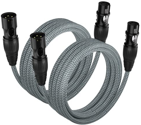 huaham XLR -Kabel 2Pack 1M, Mikrofonkabel Nylon geflochtenes XLR -Mann bis weiblich ausgewogenes 3 -pin -XLR -Mikrofonkabel, das mit Mixer, Aufnahmestudio, Lautsprechersystemen