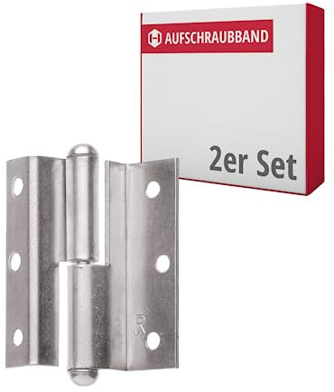 Gedotec Zimmertür-Scharnier gekröpft Türband Metall Möbel-Scharnier für Türen - H1919 | Kröpfung D 7,5 mm | Länge 50 mm | Stahl vernickelt matt | DIN Links | 2 Stück - Winkelband zum Schrauben