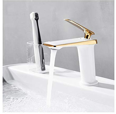 Sink Faucets, Brass Faucet, Single Handle Single Hole Bathroom Sink Faucet, Washbasin Hot and Cold Water Mixer Tap, Personalized Basin Faucet, Electroplating Paint Process,B (Color : Navy)