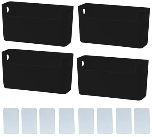 EURXLQ 4 Pezzi Scatola di Immagazzinaggio in Plastica Stretta Cesto di Immagazzinaggio Piccolo Scatole Organizzatore Scatola Cestini di Immagazzinaggio per Cucine Bagni (Nero, 25x 8 x13.5 cm)