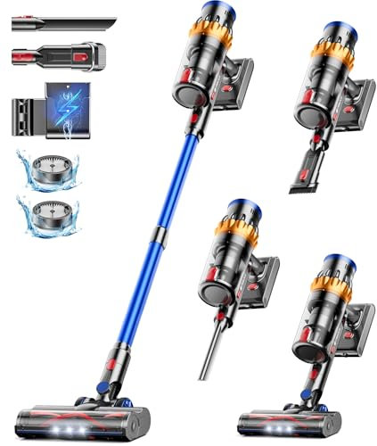 MIBODE 48000Pa/580W/65Mins Akku Staubsauger, 1.6L Staubsauger Kabellos Super Leise mit Smart Display, Staubsauger mit Automatikmodus & Anti-Verhedderung-Bürste für Teppich, Hartboden und Tierhaare