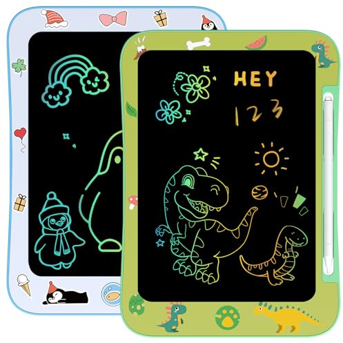 [2 Pack] Genialba LCD Writing Tablet for Kids, Colorful Screen Drawing Board for 3-7 Year Old Boys & Girls - Educational Toys for Birthday & Christmas (Dinosaur&Penguin)