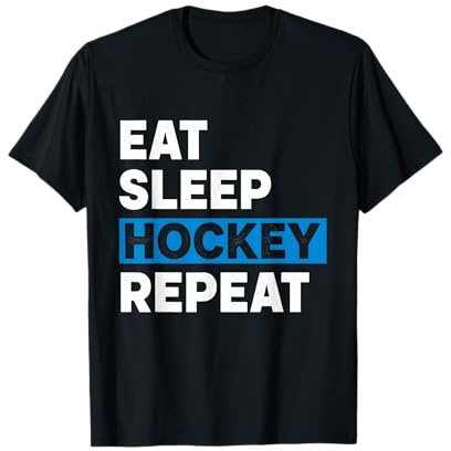 Eat Sleep Hockey Repeat Men Teen Boy Youth Hockey Player T-Shirt