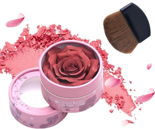 Makeup Blush Palette - 3d Rose Petal Cheek Color for Travel | Soft Buildable Powder, Lightweight Cosmetic Compact, Smooth Blending, Skin Enhancing Shade, Ideal for School Office Outdoor Parties, 10ml
