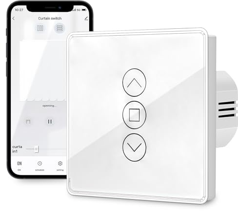 Smart rullgardinsswitch, Wlan-rullgardinsswitch, infälld, smart rullgardinstimer för smart appkontroll, smart Home rullgardinskontroll för rullgardiner/persienner/markiser (vit)
