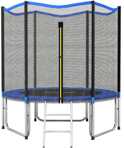 SPORTNOW Cama Elástica para Exterior Ø183 cm con Red de Seguridad | Trampolín, Escalera, Acolchado de Muelles, Marco de Acero Galvanizado, Carga 80 kg