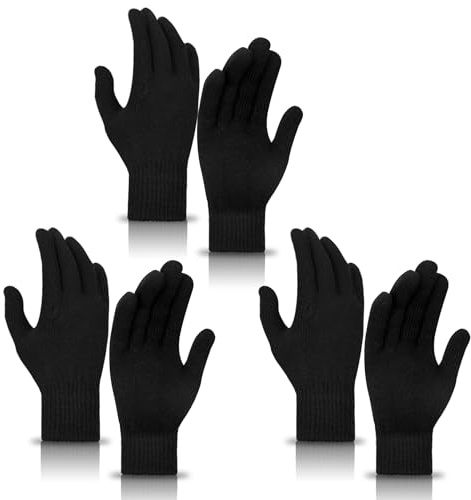 MENOLY 3 Pairs Winter Magic Gloves for Adult Men Women Warm Stretchy Knit Gloves One Size Fits Men Women Teens