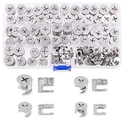 Mardatt 100 Stück 4 Größen Möbel-Verbindungsnocken-Sortimentskit, robuste Verriegelungsnocken-Montage, Verbindungsstücke für Schrankschubladen (11,8 x 10/14,6 x 11,5/14,7 x 13,5/14,5 x 9,5 mm)