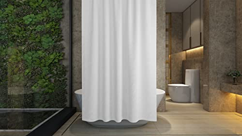 Shower Curtain - Made of PEVA, Water Repellent, Mildew Resistant, 180x180cm, 71x71inch, Rail Hooks,Feather Light, Ultra-Thin, Wet Rooms, Shower, Bath, Plain, Vibrant Colours (White)
