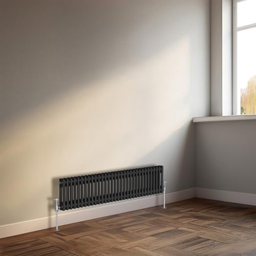 NRG Column Radiator Black 300x1460mm Double Traditional Cast Iron Style Heater Interior Designer Horizontal Bathroom Radiators