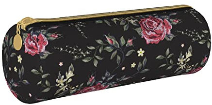 FJAUOQ Red Roses Pencil Case with Zipper Durable Portable Pen Pouch Office Storage Bag Travel Toiletry Holder for Women Men