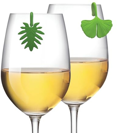 Winkee - Glasmarker 6er Set in Pflanzenform – Lustige Glasmarkierer für Trinkgläser | Party Weinglas Marker | Markierer an Glasrand | Lustiges Geschenk für Party, Weihnachten, Geburtstag