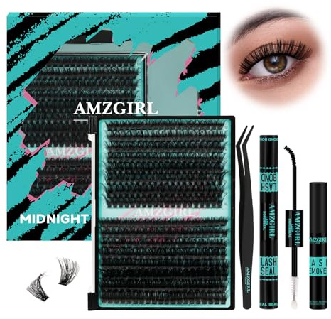 Kit Ciglia Extension 320 pezzi Kit Ciglia Finte fai da te Cluster Lashes colla e sigillante per ciglia, applicatore di rimozione per ciglia per extension per ciglia (60D, D-Mix10-16mmKit)