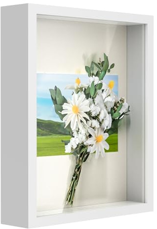 3D Shadow Box Frame 6x8 Inch, 3 CM Deep Box Frame with Real Glass, White | Picture Frame Display Cases for Crafts, Memorabilia, Wedding Memories, Medal, Tickets, Photos and Keepsakes