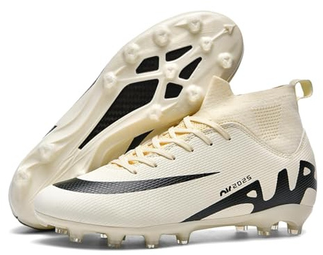 sudorun Botas de fútbol para hombre, césped artificial, zapatos de fútbol para niños y niñas, zapatos de entrenamiento para exteriores, 2039 Ag Beige, 39 EU