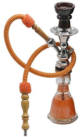 Shisha vattenpipa traditionell egyptisk nikotinfri vattenpipa 35 cm komplett kit med bärväska (orange)