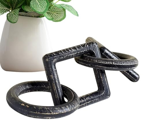 Link a catena in legno, arredamento nodo in legno | Catena di collegamento del nodo decorativo - Accenti per decorazioni per la casa Boho, decorazione del tavolino intagliato a mano per lo studio del