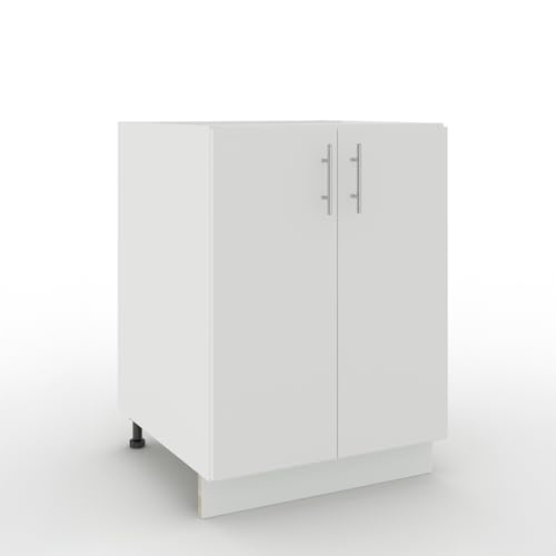 JD Greta Adjustable Kitchen Base Unit - 600mm - Base Cabinet with Doors (No Worktop) - White Matt