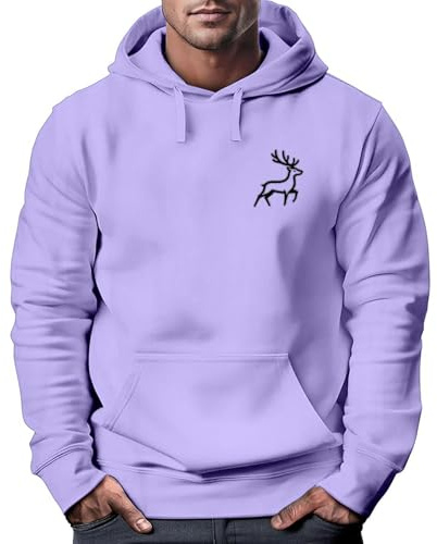 Generisch Sudaderas para hombre Oversize Casual Velvet Living Sudadera con Capucha Estampado Hip Hop Suéter Suelto Deporte Hombre Mujer Sudadera Suéter, Color lila claro., L