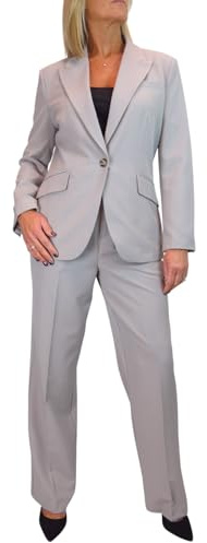 Paulo Due Women's 2 Piece Trouser Suit Fully Lined Blazer Silver Grey (12)