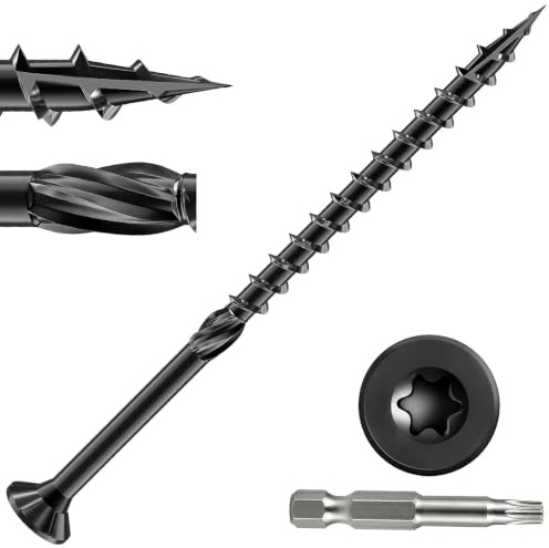 Dayalo 50 stycken träskruvar 5 x 90 mm svart torx med bit för
