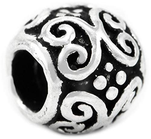 Windalf Keltische Bart & Haar Perle ADA 6 mm Spirale Herz Vintage Indie Ornamentik 925 Sterlingsilber
