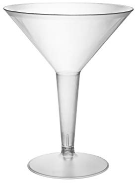 Party Essentials Plastic Two Piece 8-Ounce Martini Glasses/Party Cups, Clear, 20 Count