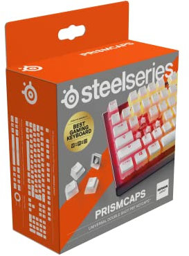 SteelSeries PrismCaps – Double-Shot-Tastenset mit „Pudding“-Optik – Kompatibilität mit allen gängigen mechanischen Tastaturen – MX-Stößel – Weiß (Deutsches Tastaturlayout)
