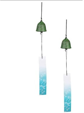 2 PCS extérieur windbell, traditionnel japonais windbell fonte windbell Temple cloche windbell Memorial et Jardin Terrasse balcon décoration sympathique windbell, vert, carillon a vent exterieur