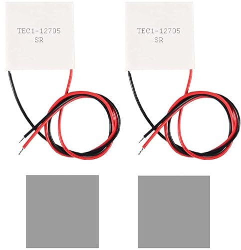Youmile 2 uds TEC1-12705 enfriador termoeléctrico Peltier 12V 5A 45W disipador de calor módulo de placa de enfriamiento termoeléctrico 40x40mm con disipador de calor de silicona