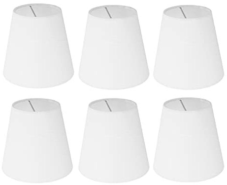 Alvinlite Lampenschirme Set von 6, Lampenabdeckung, Moderne kleine Kronleuchterschirme, Glockenlampenschirme, Clip-on-Glühbirne, weiß, für Tisch, Boden, Wand, Kronleuchter, Nachttischlampe