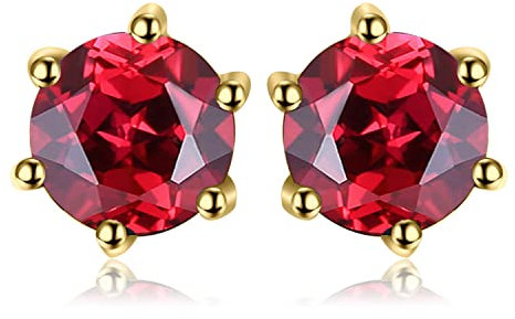 JewelryPalace Rundschliff 1.3ct Echt Granat Ohrstecker Silber 925 Damen, Naturstein Schmuck Set Rot, Ohrringe Silber Edelstein Mädchen, Ohrstecker Silber Klein mit Stein Frauen Geschenk Vergoldet
