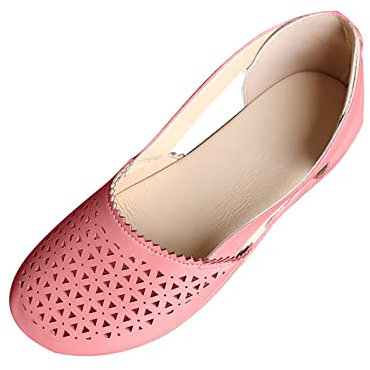 Women's Ballet Flats Pumps Shoes Leather Loafers Slip On Flats Shoes Closed Toe Wide Fit Sandals Cutout Casual Summer Vintage Sandals Casual Comfy Slider Loafers Shoes Fashionable Work Shoes Red