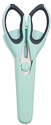 Multifunktionale abnehmbare Edelstahl-Küchenschere, starke Hühnerknochenschere für den Haushalt, für gekochtes Essen, Grillschere, Fischschere Brötchenmesser Frühstücksmesser (Mint Green, One Size)