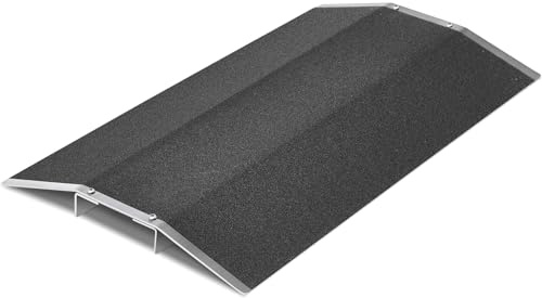 Yaocom 15.8 x 27.6 Inches Aluminum Alloy Bridge Threshold Ramp 600lbs Wheelchair Ramp with Detachable Supports Non Slip Safety Surface Door Ramps for Wheelchairs Stairs Vans Steps Doorway Driveways