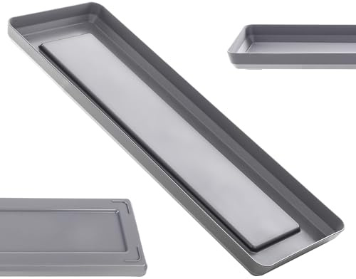 KADAX Soucoupe de 30 cm pour jardinière rectangulaire, en plastique, soucoupe de pot de fleurs, soucoupe pour jardinière de balcon, dessous de plantes (gris)