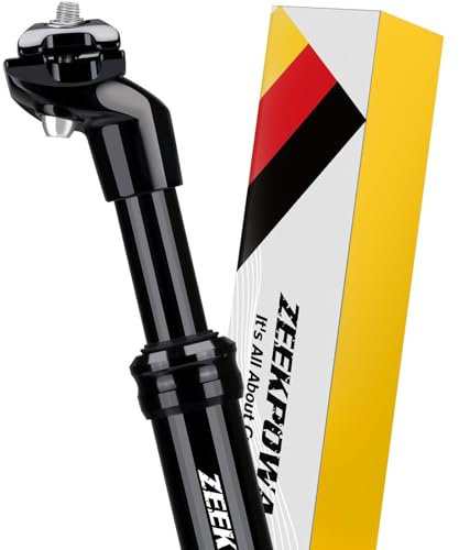 Zeekpowa Ultimative Feder-Sattelstütze 27.2mm für Unisex Fahrräder - Einstellbare Dämpfung, 40mm Verstellmöglichkeit, Perfekt für Mountainbike, Rennrad, Reisetourer, Faltrad, Stadtrad, E-Bike Schwarz