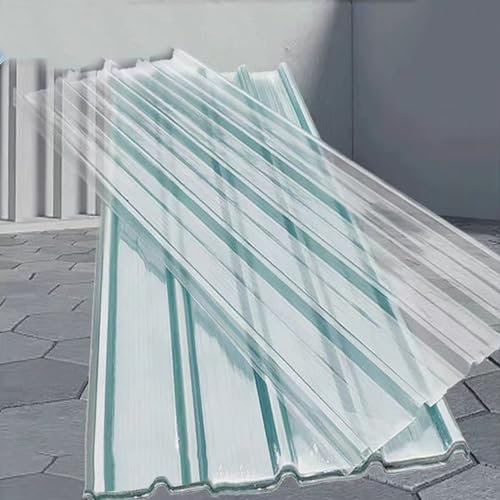 Clear Roof Sheet,1.2mm Fiberglass Daylighting Panels,Uv Protection Silent Self-Cleaning Roofing Cladding Panel,Length 0.5m-2.3m Optional,for Greenhouse Carport Balcony (0.9x1.1m/35x43in)