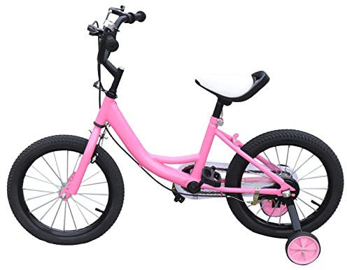 Wiyuer Kinderfahrrad 16-Zoll HöHenverstellbar Fahrrad mit Abnehmbare Stützräder für 4-8 Jahre Jungenfahrrad Mädchenfahrrad Rosa/Grün/Gelb (Rosa)