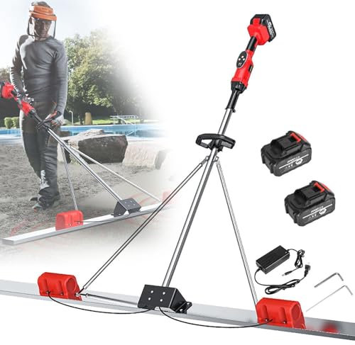150CM/180CM Electric Concrete Scraper,Concrete Screed Vibratory Kit, Concrete Finishing Tool,6000Rpm Adjustable Speed with 2 * 25000mA Rechargeable Battery,1.5m
