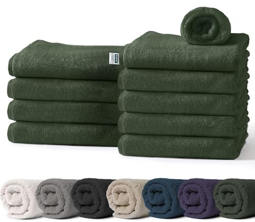 KARAT 10er Pack Seiftücher Grün 30 x 30 cm aus 100% Baumwolle, Oeko-Tex 100 Zertifiziert, Frottier Waschlappen Set, Handtuch (Bay)