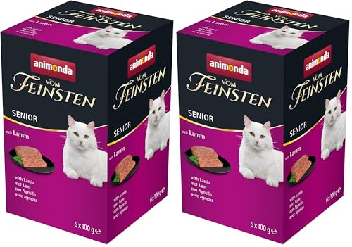 Nourriture Humide pour Chat Senior de la Plus Haute qualité avec Agneau (6 x 100 g), Nourriture pour Chat à partir de 7 Ans de la Marque animonda, sans céréales ni Sucre, ingrédients Frais et charnus
