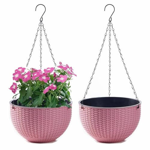 Pot de Fleur Suspendu Exterieur et Intérieur Suspension Plante Exterieur, Pots de Fleurs à Suspendre - avec Réservoir d'eau et Chaînes Inoxydables - Pot Suspendu Plante Jardinière Balcon