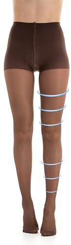 Gi&Gi Collant de Contention Médicale pour Femme, Compression Graduée, 14-16 Classe 1 Graduée, Chaussettes tex 70 den voilés (FR/ES, Alpha/lettres, L, Taille normale, Taille normale, MARONE)