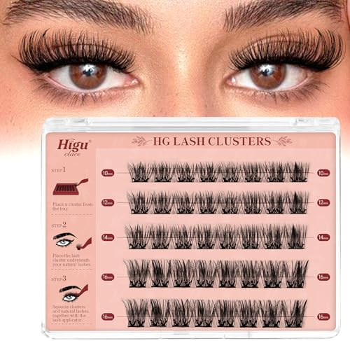Higu clace Pestañas autoadhesivas, pestañas postizas naturales, 10-16MM pestañas pelo a pelo No requiere pegamento, apto para principiantes (Natural 10-16mm)