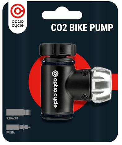 Optio Cycle CO₂-Pump för Cykel – Snabb Däckinflator för Slanglösa och Vanliga Däck | Presta och Schrader Ventil